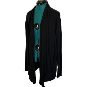 Athleta‎ Pranayama II Wrap Cardigan Open Front Size M Black Athleisure 882498-05